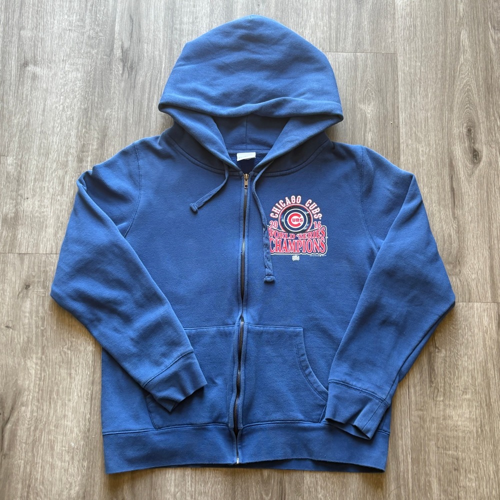 Chicago Cubs 2016 World Series Champions Hoodie Blue Full Zip 5th & Ocean Mens L